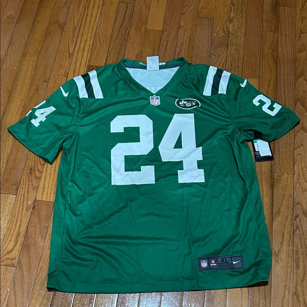 Nike New York Jets #24 Green White Men’s Jersey Nike NFL New York Jets Revis's